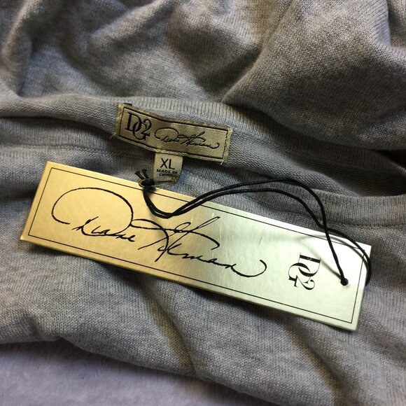 NWT DG2 Diane Gilman Sweater Tunic Knit Top XL Womans Gray Hi-Lo Hem Long Sleeve - Picture 4 of 14